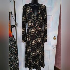 Disturbia Black Skull Print Long Sleeve Dress